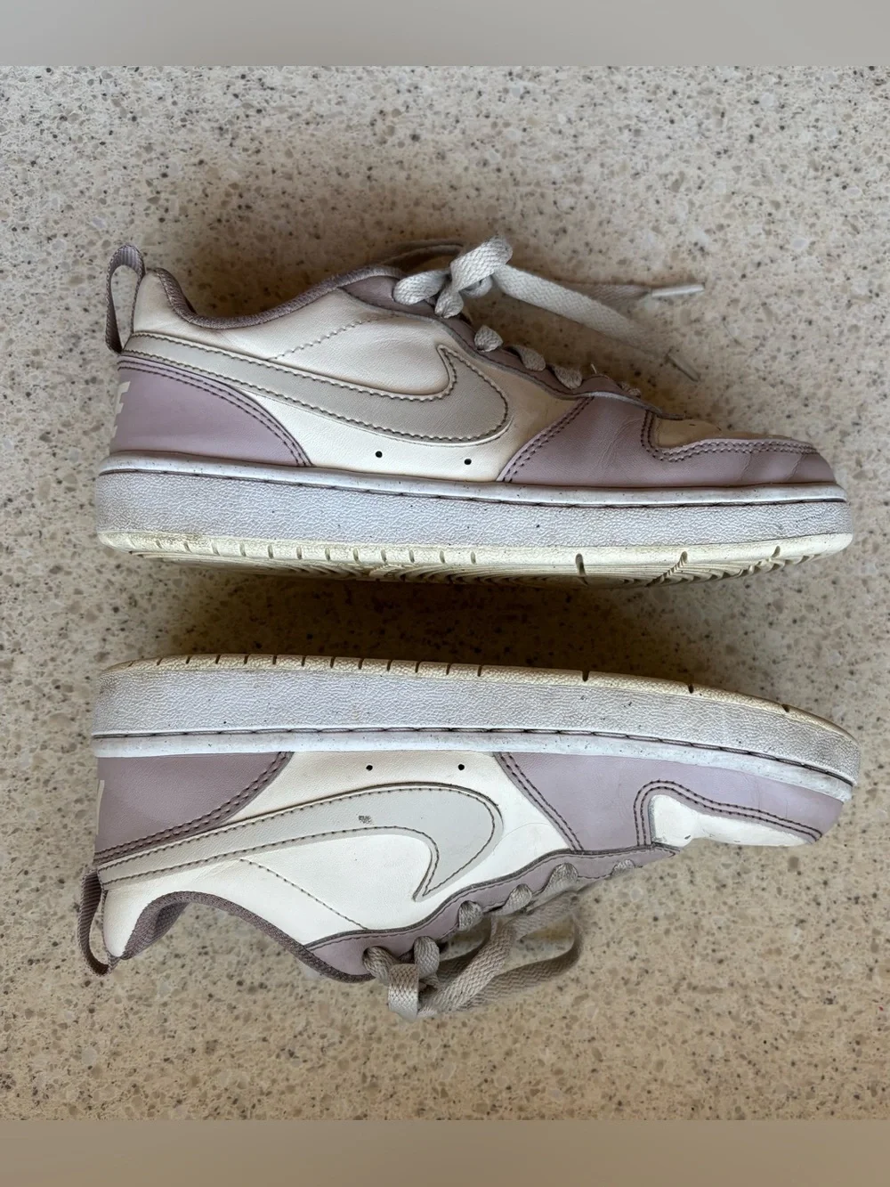 Nike Kids Shoes Court Borough Low Recraft Sneakers White Grey Purple in Size 3.5